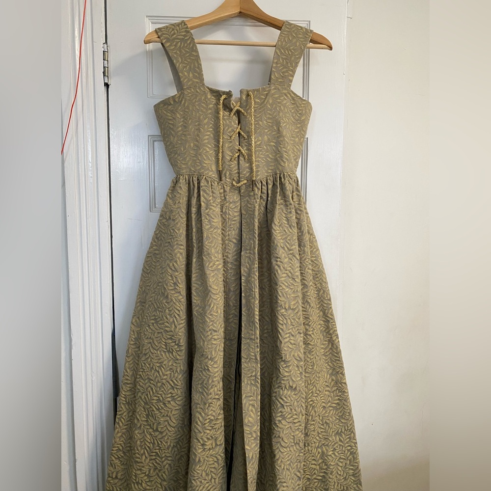Elegant Gold and Olive Medieval Dress